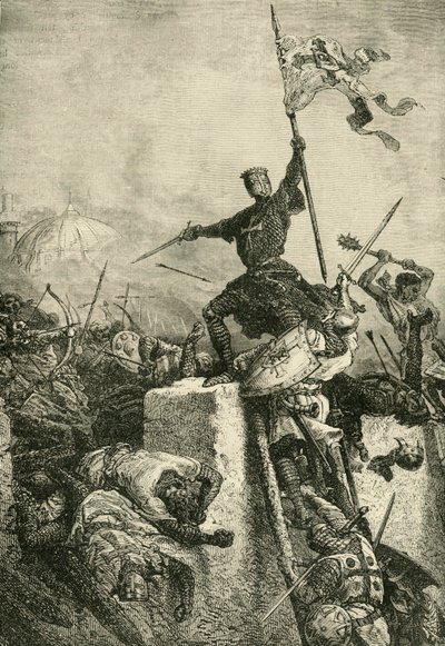 Stormningen av Konstantinopel av Baldwin, greve av Flandern, 1204, 1890. av Unbekannt
