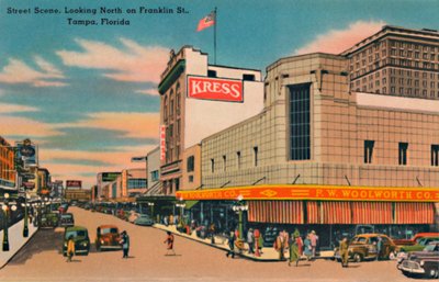 Gatubild, tittar norrut på Franklin St., Tampa, Florida, c1940-talet av Unbekannt