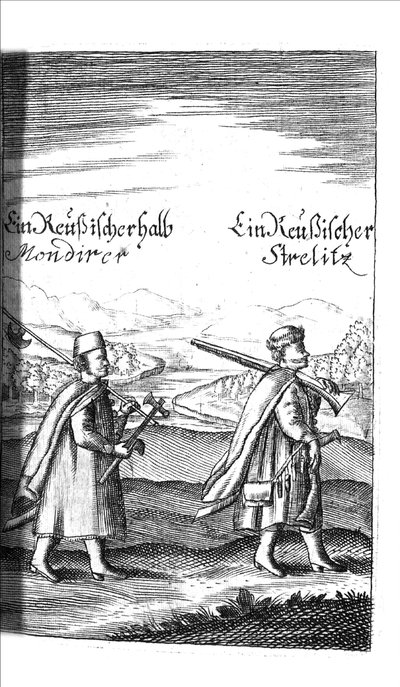 Streltsy från Georg Adam Schleissing De vid tsaren i Reussland Ivan och Peter Alexewiz, 1693 av Unbekannt