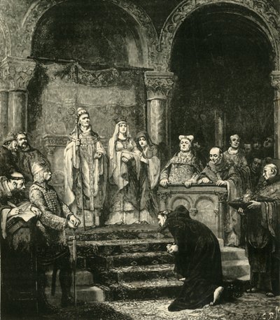 Inlämning av Henrik IV. På Canossa, 1077, 1890. av Unbekannt