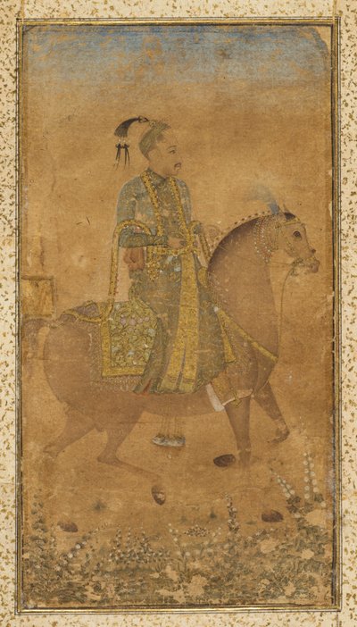 Sultan Abdullah Qutb Shah 1614-74 till häst, ca. 1635. av Unbekannt