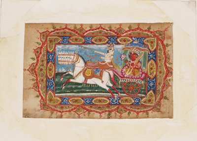 Surya, solguden, i en vagn dragen av sju hästar, tidigt 1800-tal av Unbekannt