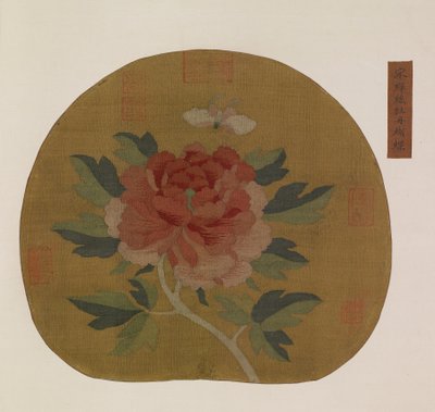 Gobeläng: en pion och fjäril, möjligen Mingdynastin, 1368-1644. av Unbekannt
