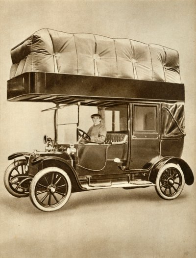 Taxihytt med gaspåseanordning på specialmonterat tak, 1914-1918, 1935. av Unbekannt
