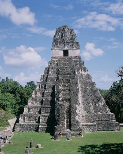 Jaguarens tempel (tempel 1) Maya, sen klassisk period ca 600-900 (foto) av Unbekannt