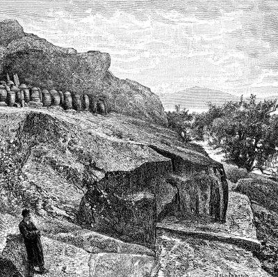 Terrass med begravningsurnor nära Amoy, c1890 av Unbekannt