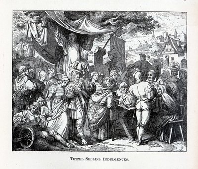 Tetzel som säljer avlat, 1882 av Unbekannt