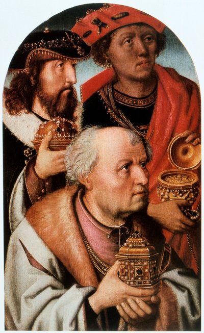 The Adoration of the Magi detalj, 1400-talet. av Unbekannt