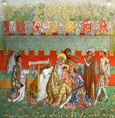 The Adoration of the Magi, gobelängen av Bern, 1300-talet, 1870 av Unbekannt