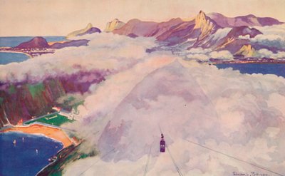 Aerial Ropeway Car som stiger från Sockertoppen, 1914. av Unbekannt