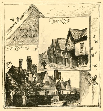 The Almshouses, Audley End och Church Street, Saffron Walden, 1898. av Unbekannt