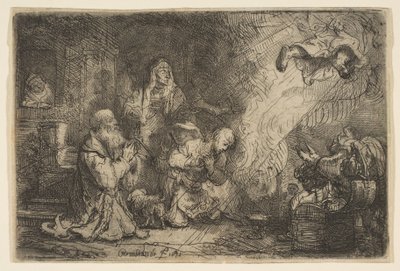 Ängeln som avgår från Tobias familj, 1641. av Unbekannt