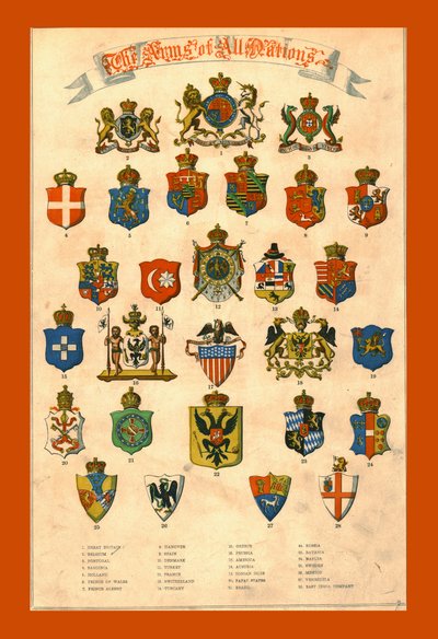 Alla nationers vapen, 1858. av Unbekannt