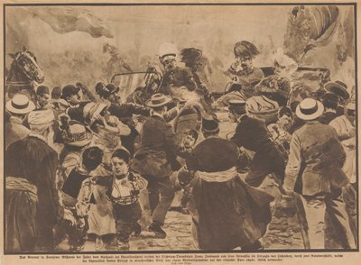 Mordet på ärkehertig Franz Ferdinand av Österrike och hans hustru i Sarajevo, 28 juni 1914. av Unbekannt