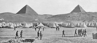 De australiska trupperna i Egypten slog läger nära pyramiderna 1914 av Unbekannt