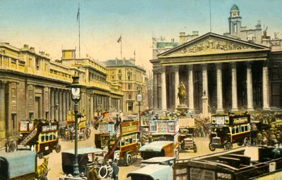 Bank of England och Royal Exchange, London, c1910. av Unbekannt