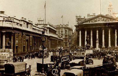 Bank of England och Royal Exchange, London, c1910. av Unbekannt