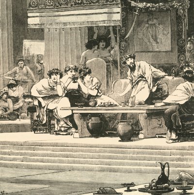Banketten i Damokles, 1890. av Unbekannt