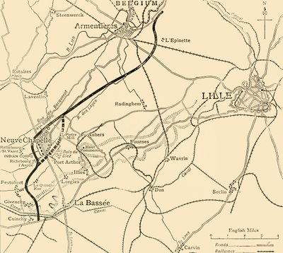The Battleground of Neuve Chapelle, första världskriget, 1915, c1920. av Unbekannt