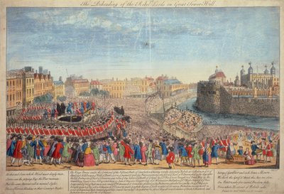 "Höghuggningen av rebellherrarna på Great Tower Hill", c1746 av Unbekannt