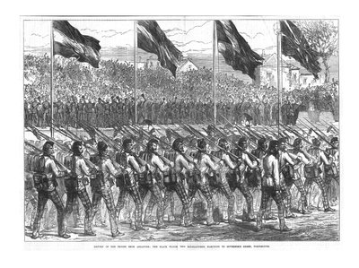 The Black Watch 42nd Highlanders Marching to Governors Green, Portsmouth, 1874. av Unbekannt