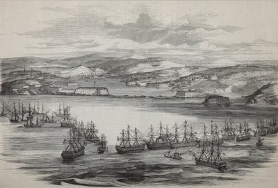 Den brittisk-franska skvadronen i Sevastopol, ca 1855 av Unbekannt