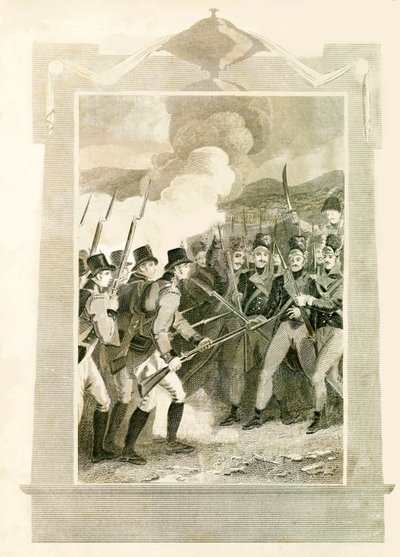 Britterna attackerade franska linjer med bajonetter i slaget vid Maida, 1806, 1816. av Unbekannt