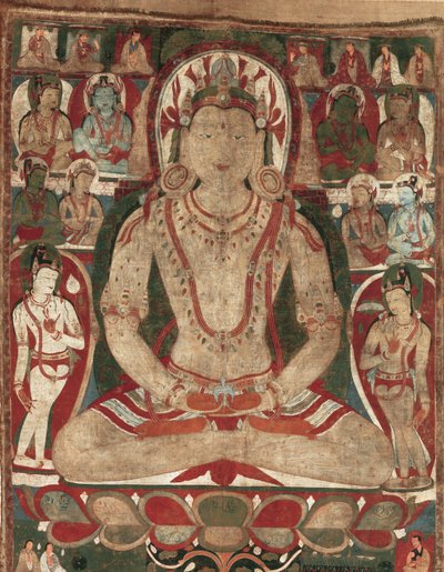 Buddha Amitayus Bevakad av Bodhisattvas, 11:e eller tidigt 1100-tal. av Unbekannt