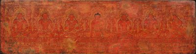 Buddha Shakyamuni, Five Past Buddhas och Maitreya, ca. 1400-talet. av Unbekannt