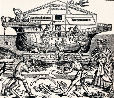 The Building of the Ark övervakad av Noah, 1493, 1903 av Unbekannt