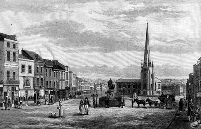 Tjurfäktningsarenan, med St Martins Church, Birmingham, 1812 1887 av Unbekannt
