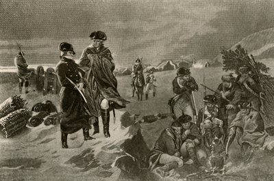 Lägret i Valley Forge. Officerskappor och holländska filtar för soldater, c1777, 1937. av Unbekannt