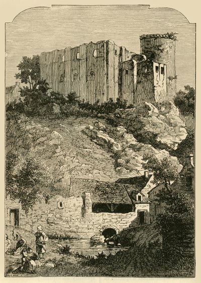 Slottet i Falaise och fontänen i Arlette, 1890. av Unbekannt