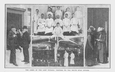 Kockarna på den förlorade Titanic och besökare på White Star-kontoren, 20 april 1912. av Unbekannt