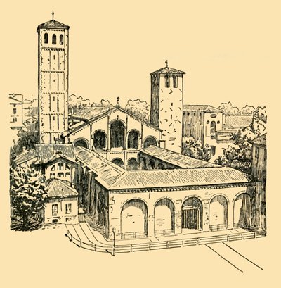 Kyrkan St. Ambrosius i Milano, c1930. av Unbekannt