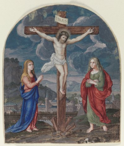Korsfästelsen: Miniatyr utskuren ur en bönbok, ca. 1540-1550. av Unbekannt