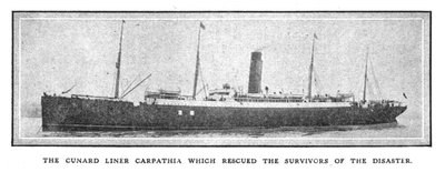 Cunard-linjen Carpathia som räddade de överlevande från katastrofen den 20 april 1912. av Unbekannt