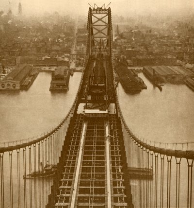 Delaware River Suspension Bridge, c1930. av Unbekannt