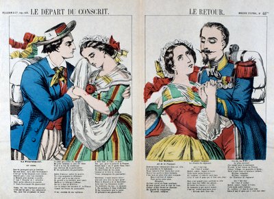 Den värnpliktiges avgång och återkomst, 1800-talet av Unbekannt