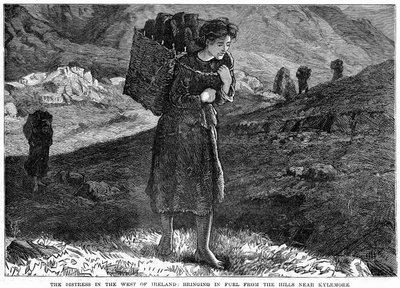 The Distress in the West Ireland: Bringing in Fuel from the Hills near Kylemore, 1800-talet av Unbekannt