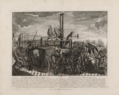 Avrättningen av Ludvig XVI på Place de la Revolution den 21 januari 1793, ca. 1793. av Unbekannt