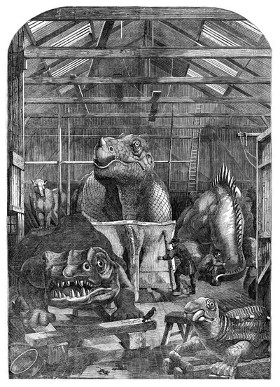 Modellrummet The Extinct Animals på Crystal Palace, Sydenham, 1853 av Unbekannt