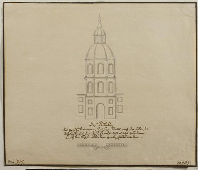 Fasaden på den centrala delen av hovstallet på Moikavallen i St. Petersburg, 1740-talet av Unbekannt