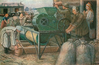 Kampen för skörden: sortering av frön i en Mordva kollektivgård, 1933 av Unbekannt