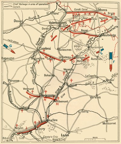 Den första fasen av den stora reträtten...1914, c1920. av Unbekannt