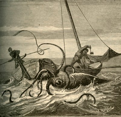 Fiskarnas kamp med jättebläckfisken, 1881. av Unbekannt