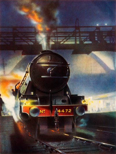 The Flying Scotsman, berömt lokomotiv nr 4472, lämnar Kings Cross, 1935. av Unbekannt