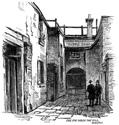 The Fox under the Hill pub, Adelphi, Westminster, London, 1887 av Unbekannt