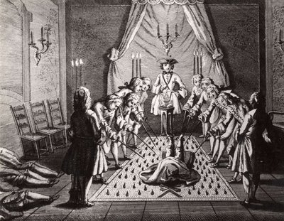 Den franska frimurarnas initieringsceremoni, 1700-talet av Unbekannt