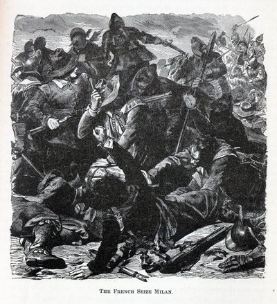 Fransmännen erövrar Milano, 1882 av Unbekannt